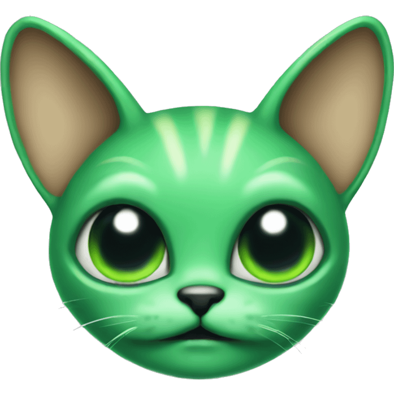 green alien kitten with alien ears emoji