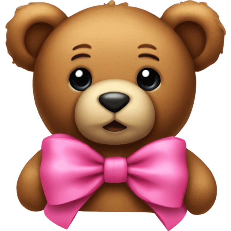 teddy bear with a pnk bow on th emoji