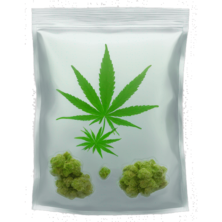 transparent ziplock bag with sativa strain inside emoji