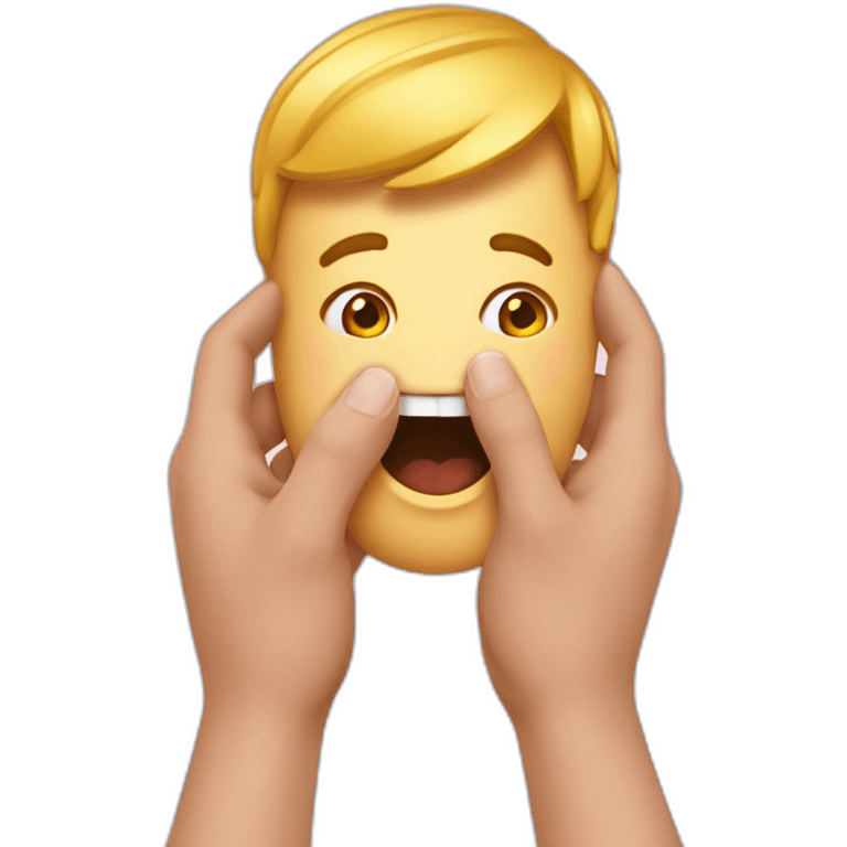 Emojis choquée avec deux mains sur la bouche emoji