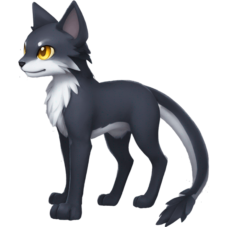 Cute cool shiny fantasy dark-shadow-themed animal hybrid Fakemon full body emoji