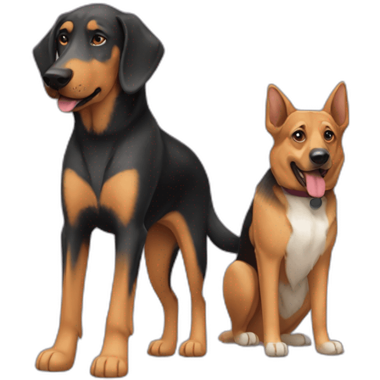 coonhound and German shepherd mix dog walking emoji