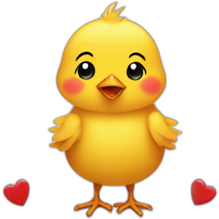 Little Chick with lof of hearts emoji