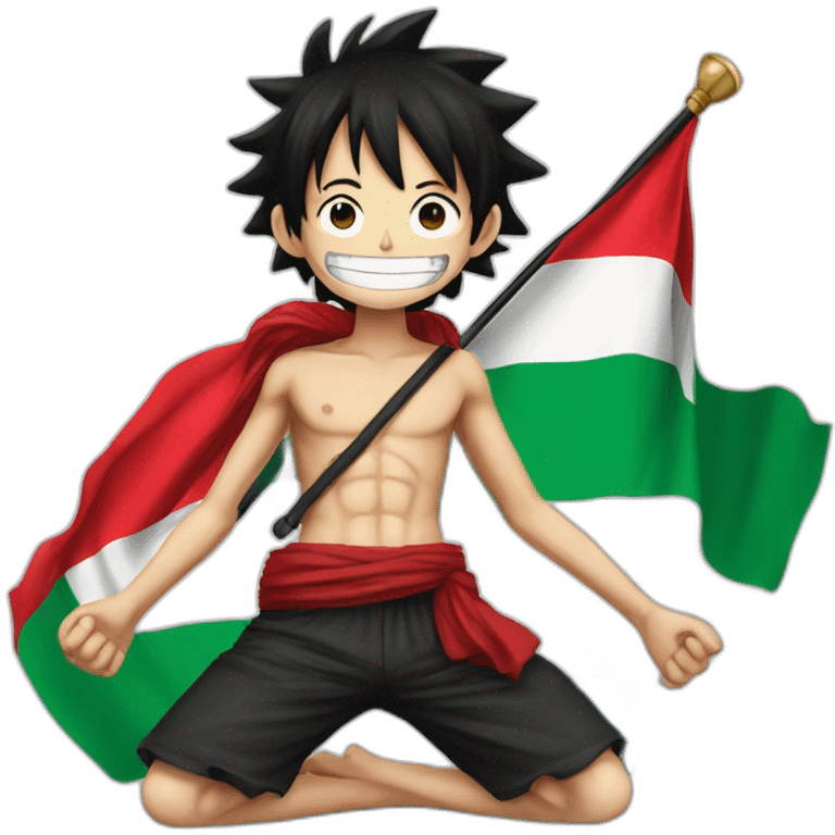 Luffy raises the flag of Palestine emoji