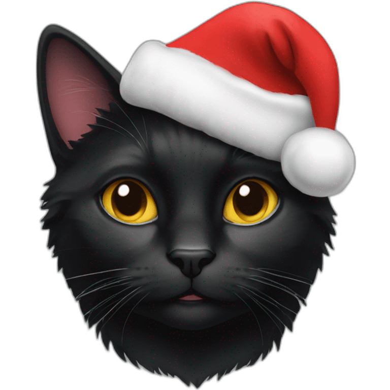 black cat with christmas hat emoji