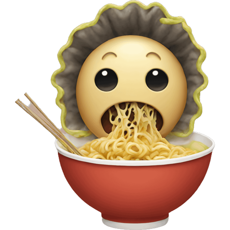 Virus eating ramen emoji