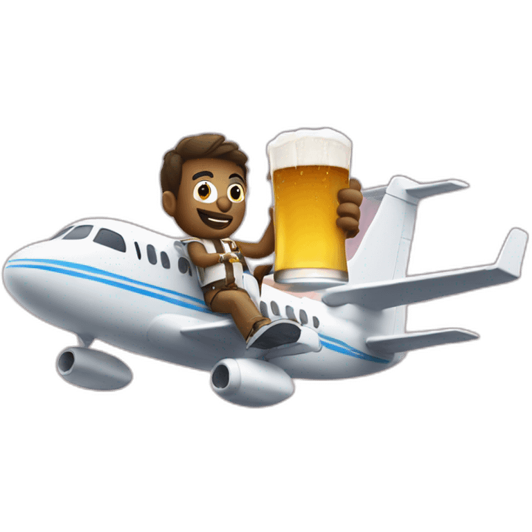 Guy drinking beer riding a plane emoji