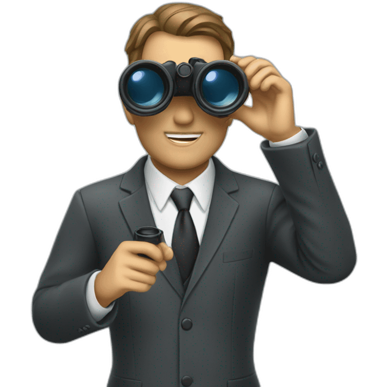 man in suit looking through binoculars emoji