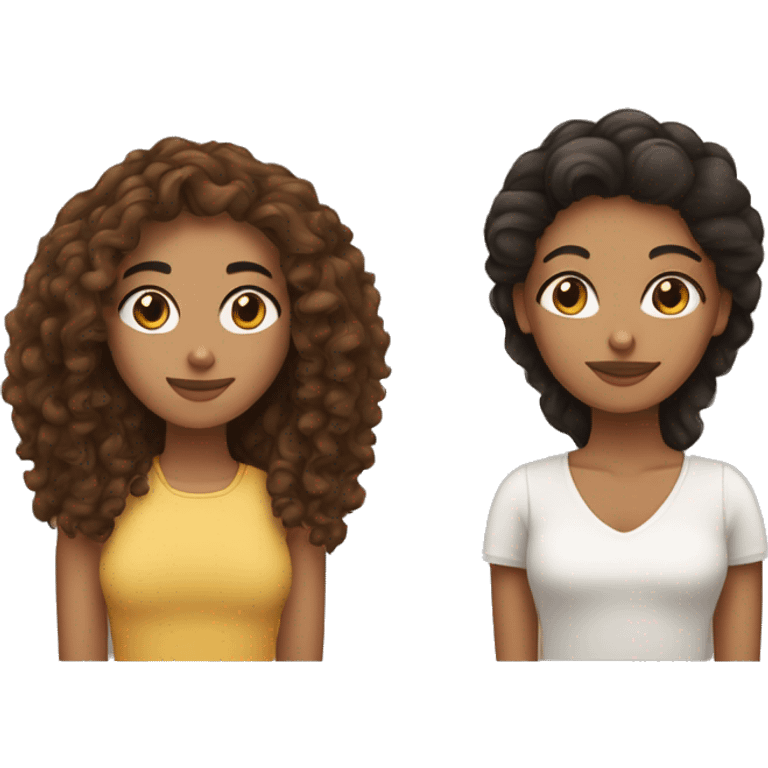 2 women one Hispanic with curly brown hair and the other African American with straightened dark hair emoji