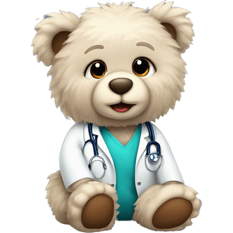 cute fluffy doctor teddy bear sitting emoji