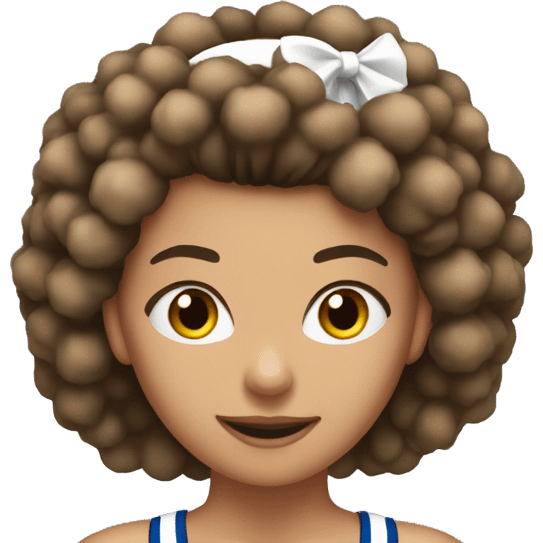 Tan brunette cheerleader with pom poms emoji