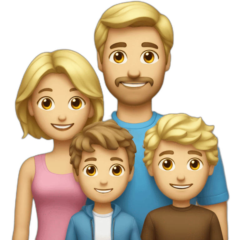 family mom Gold hair, dad brown hair, boy blond hair emoji