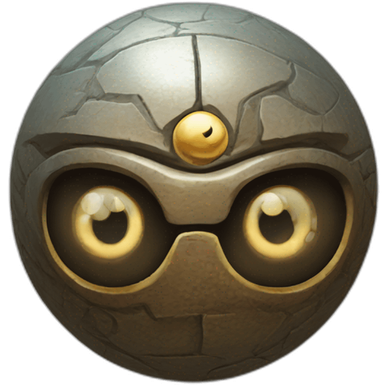 3d sphere with a cartoon Iron Golem skin texture with Eye of Horus emoji