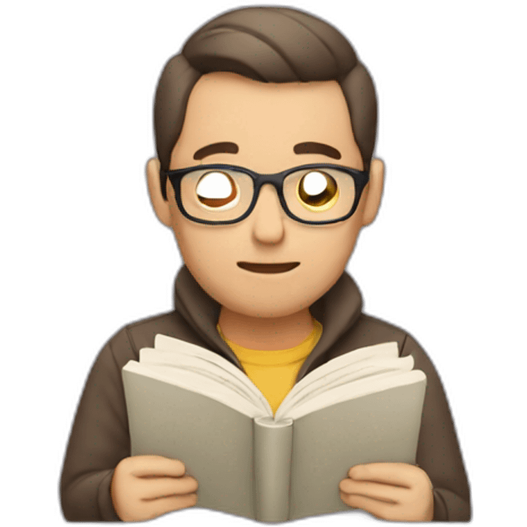 man getting intelligent by reading book emoji