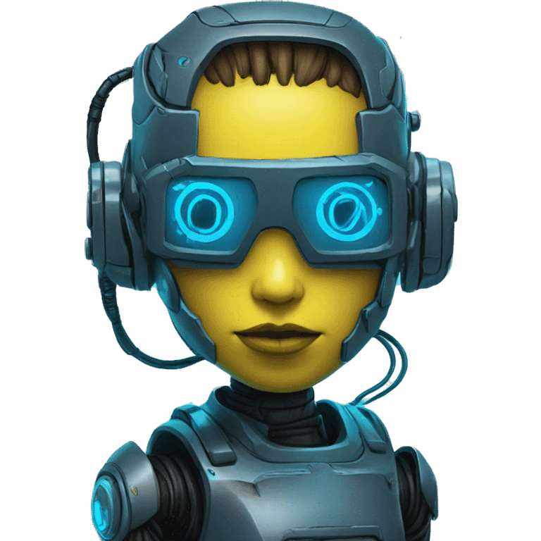 Cyberpunk robot neon blue emoji