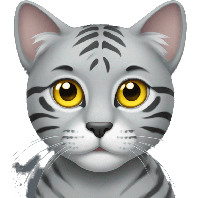 Grey tiger cat with yellow eyes  emoji