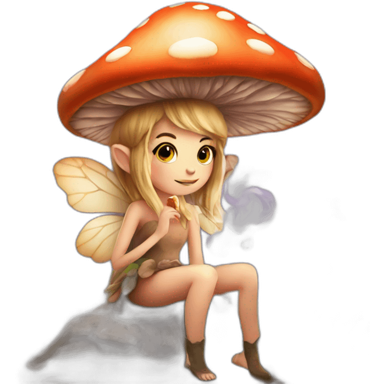 cute mushroom fairy smoking herbs emoji