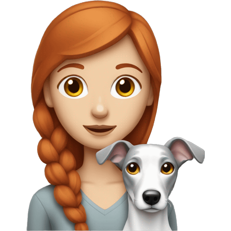 redhead girl with grey whippet emoji