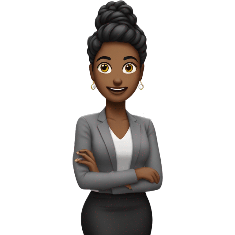 Emoji de chica emprendedora de pelo negro con antiojos con aritos emoji