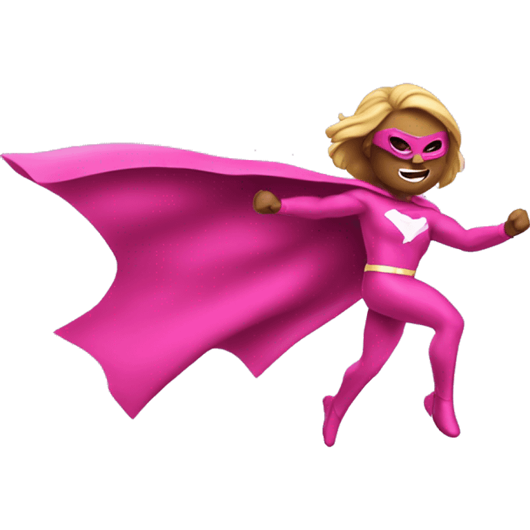 Pink superhero flying emoji