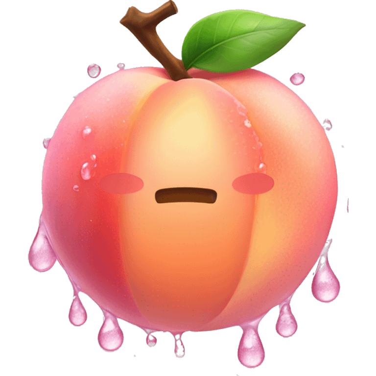 Pink peach with dewy water drops  emoji