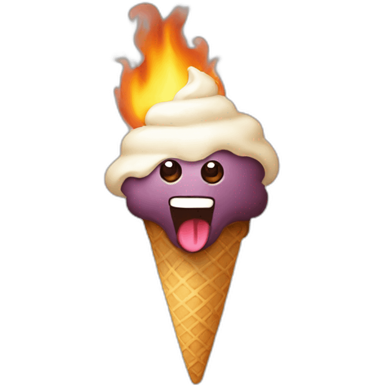 burning-alpaka-eating-icecream emoji