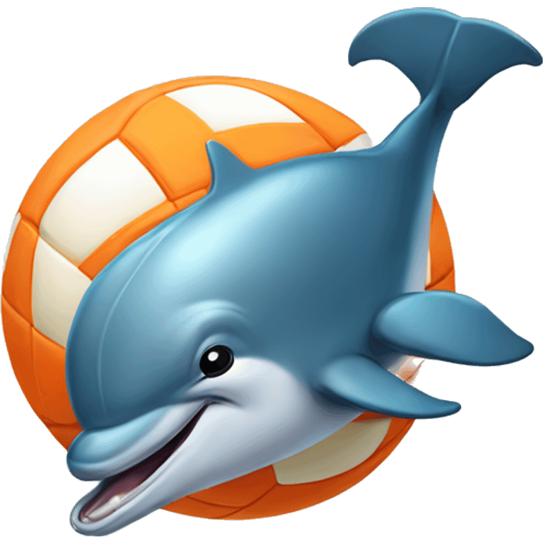 Dolphin with volley ball on nose emoji