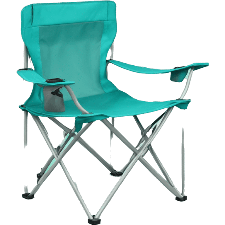 Realistic turquoise camping folding chair isolated.  emoji