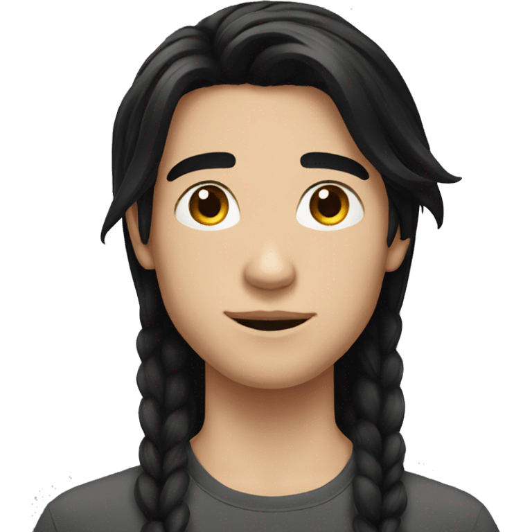 european teenager boy long black hair emoji