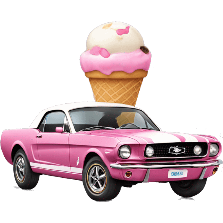 Ford mustang with ice cream on the top of it  emoji