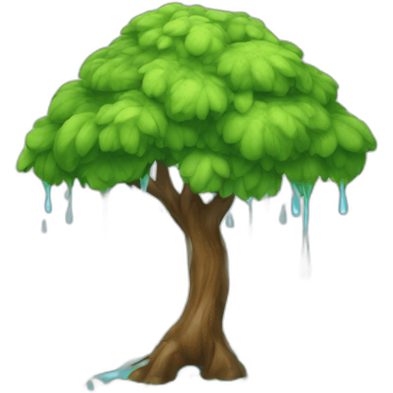 Arbre avec pluie emoji