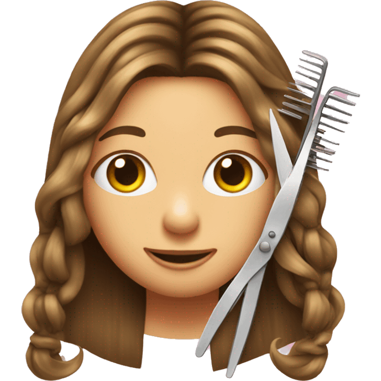 comb, scissors and hat with long hair girl emoji