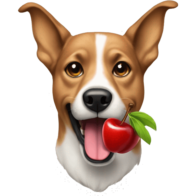 dog eating cherries emoji