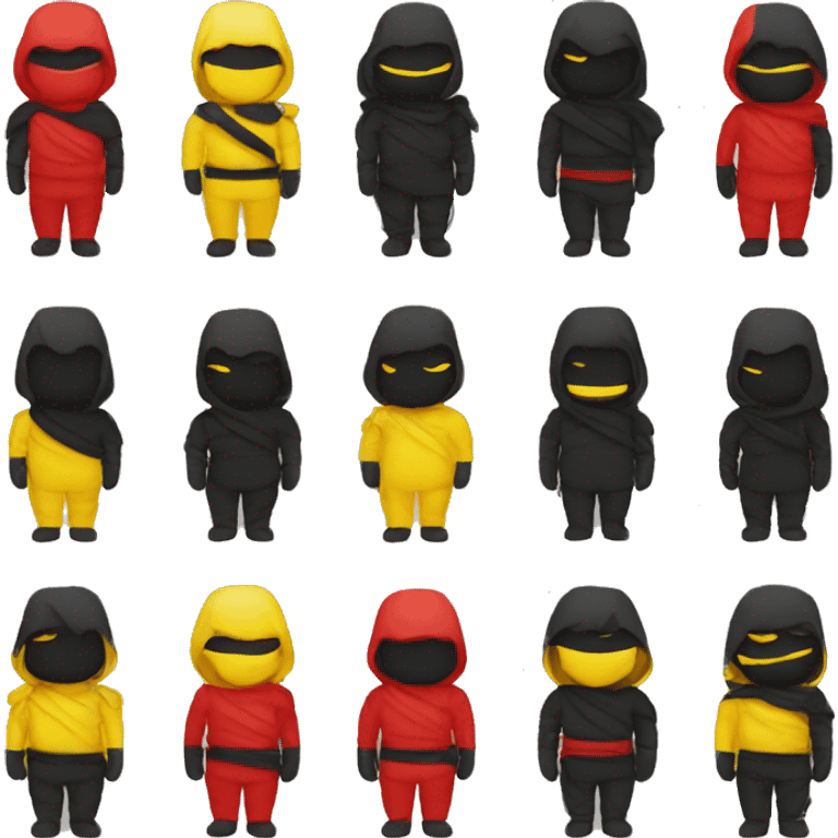 generate 1 emoji 😍 like a ninja style: colors black, red, yellow from top to bottom emoji