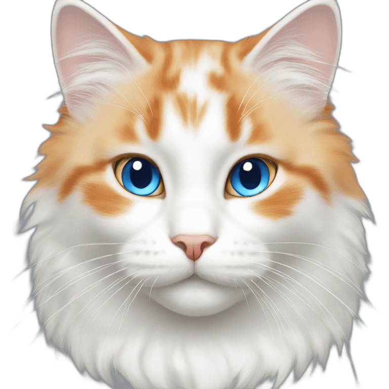 White cat with orange color fur blue eyes emoji