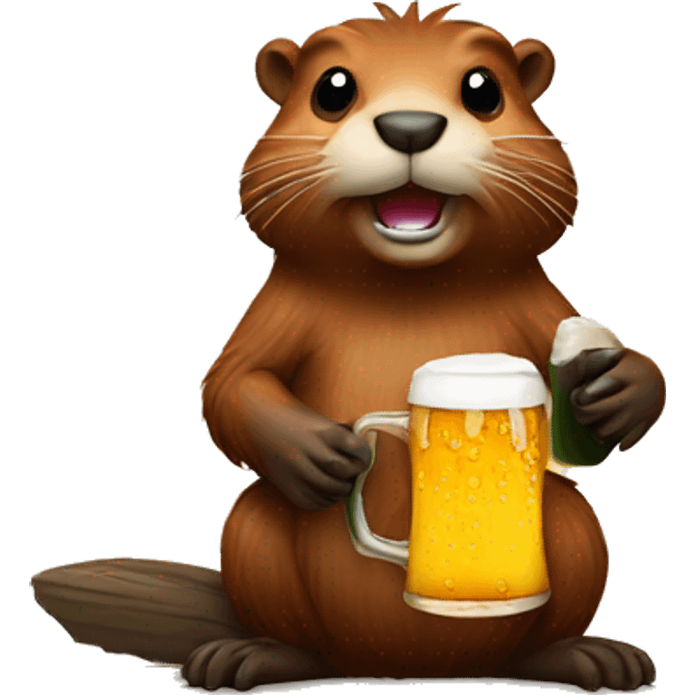 Beaver with beer emoji