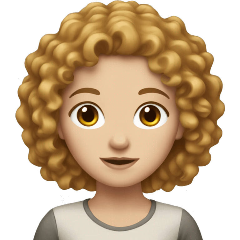 White Girl with a light brown curly hair  emoji