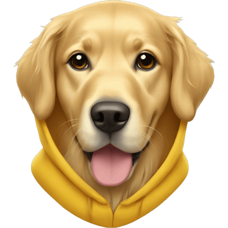 Golden retriever wearing a hoodie emoji