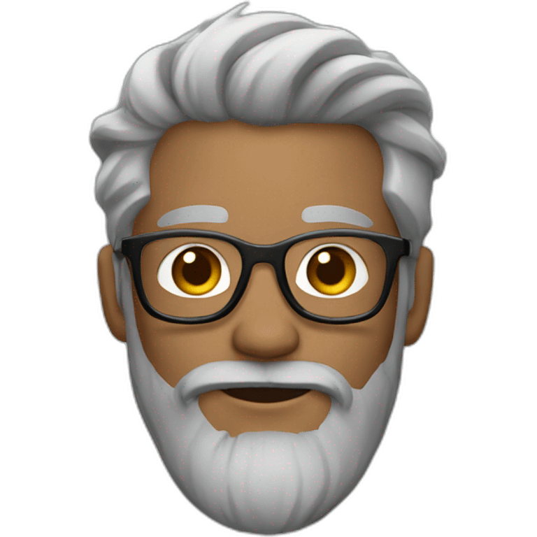 Skater with a gray hipster beard and gray hair emoji