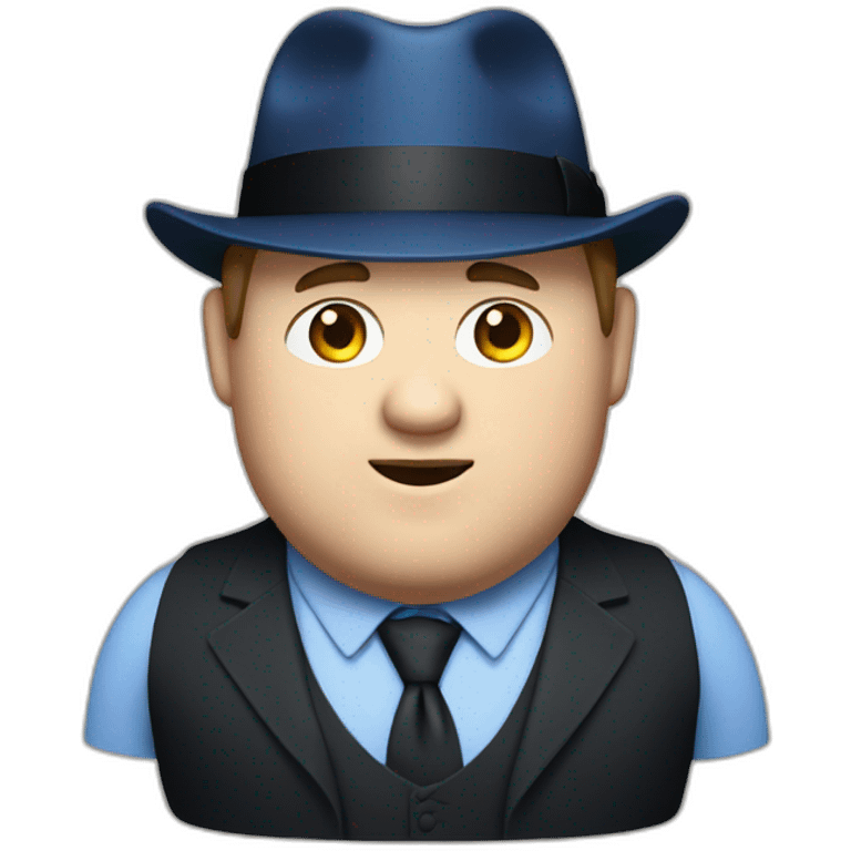 fat white man with black trilby wearing a blue waistcoat emoji