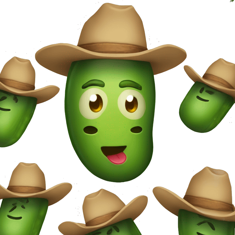 Pickle wearing a cowboy hat wearing a bikini emoji