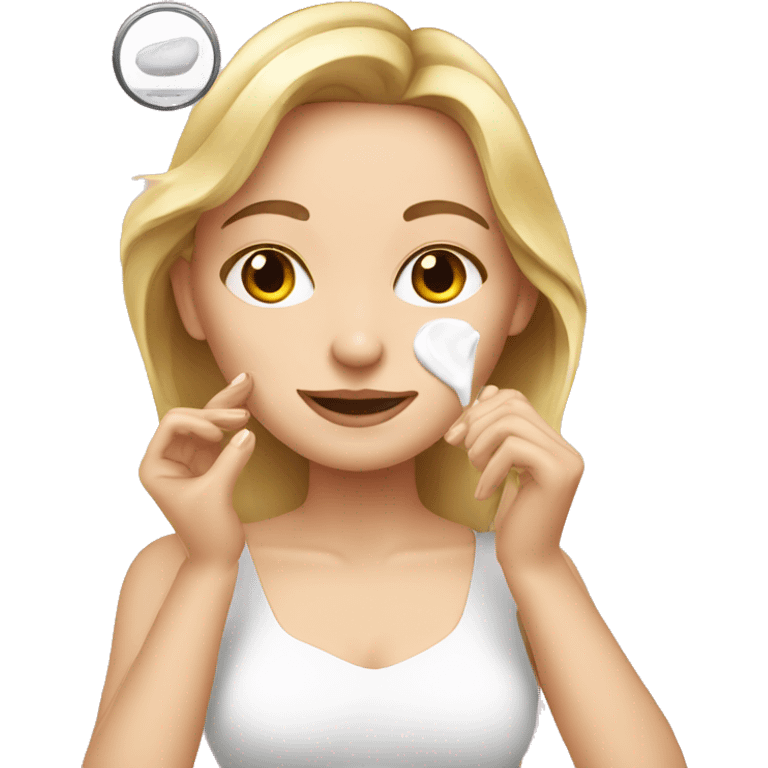 white girl applying cream on face emoji