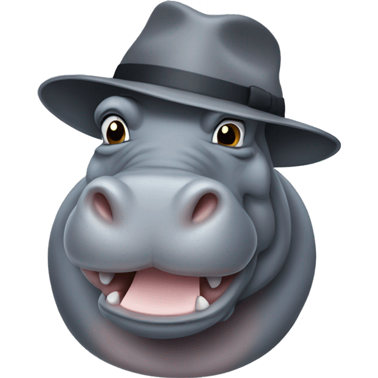 Hippo with a gray hat emoji