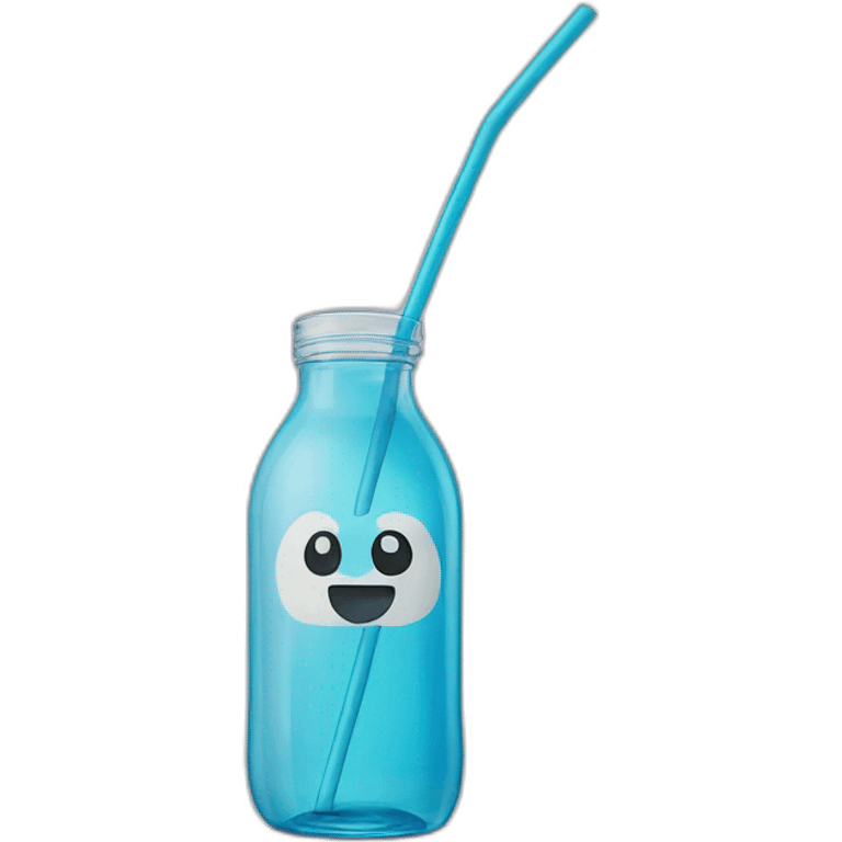 blue bottle with a straw and text on the bottle that says WKD emoji