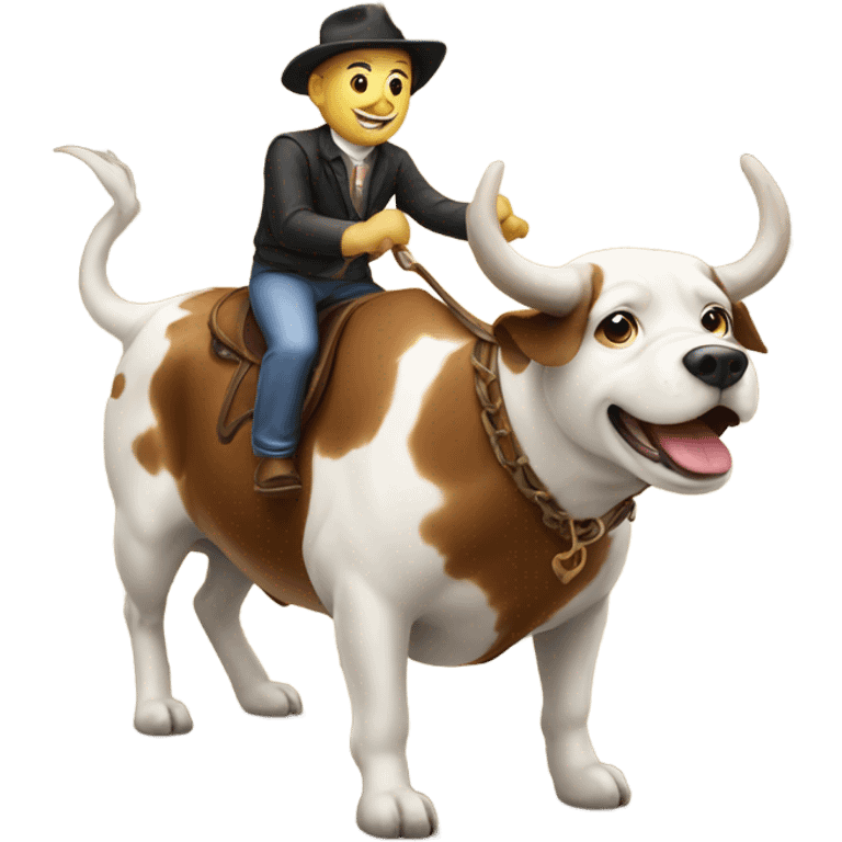 Dog riding a bull emoji