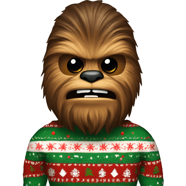 Chewbacca wearing an ugly Christmas sweater emoji