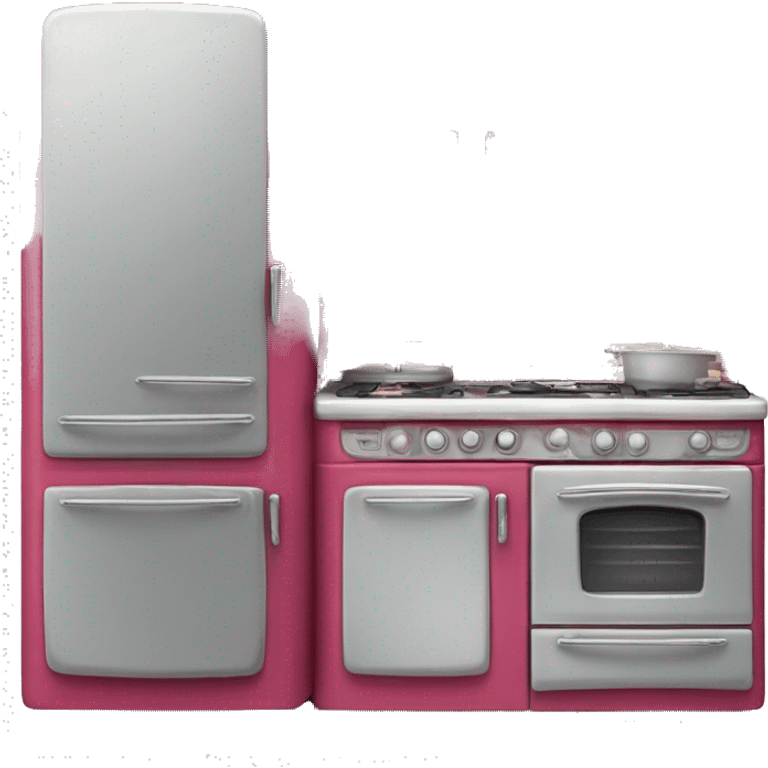 Isolated full length Realistic raspberry vintage retro kitchen range with cabinets and counters. emoji