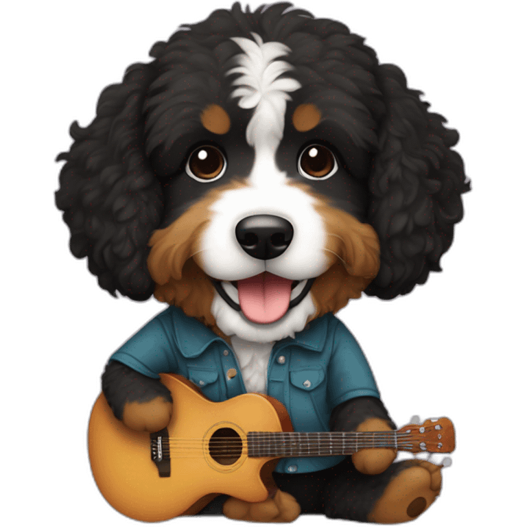 bernedoodle playing guitar emoji