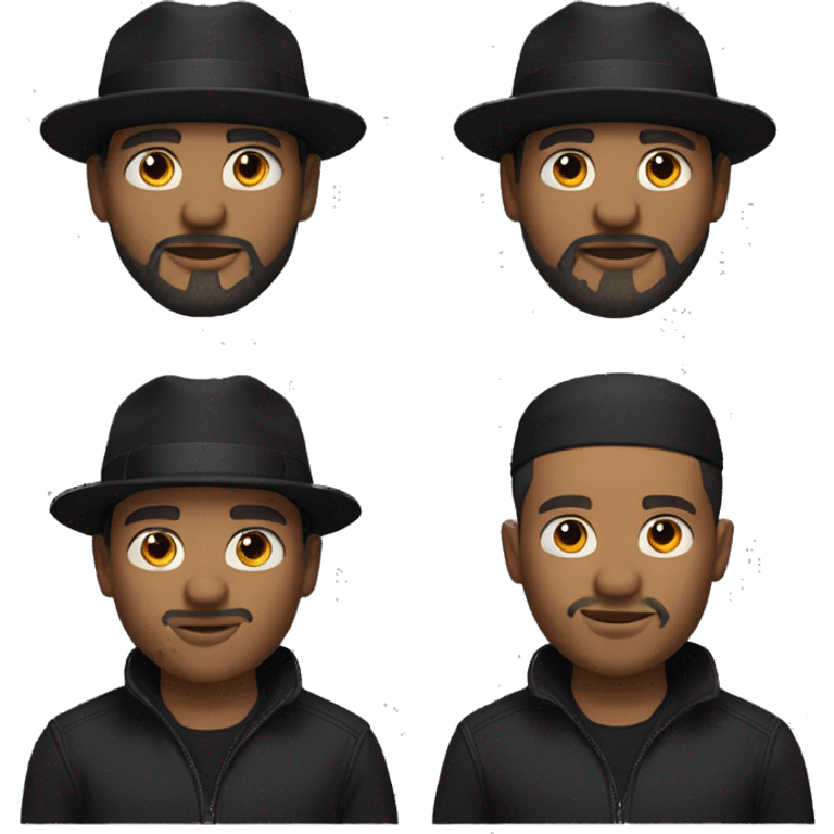 guy with black Hugo boss shirt black beard black hat and light skin  emoji