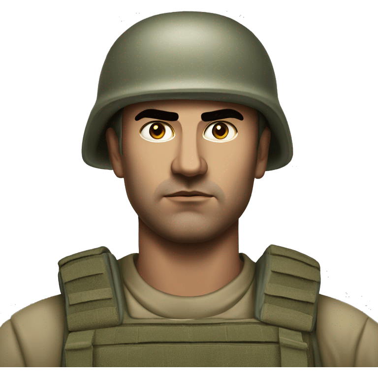 Photorealistic serious serbian soldier emoji